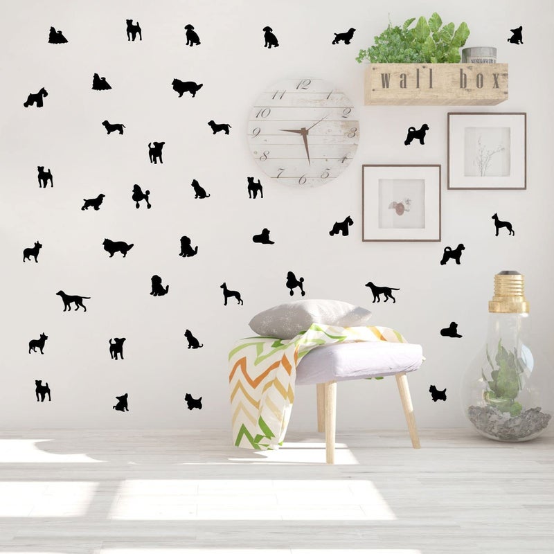 JURUOXIN 38 Pcs/Set Dog Wall Decals Vinyl Animal Sticker Animal Footprint Wall Art Decoration for Kids Boy Girl Baby Nursery Bedroom Living Room Animal Tracks Decor YMX61 (Black) - Image 3